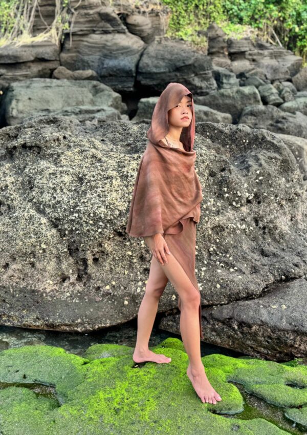 MAXI SCARF HOODIE BURNT EART - immagine 5